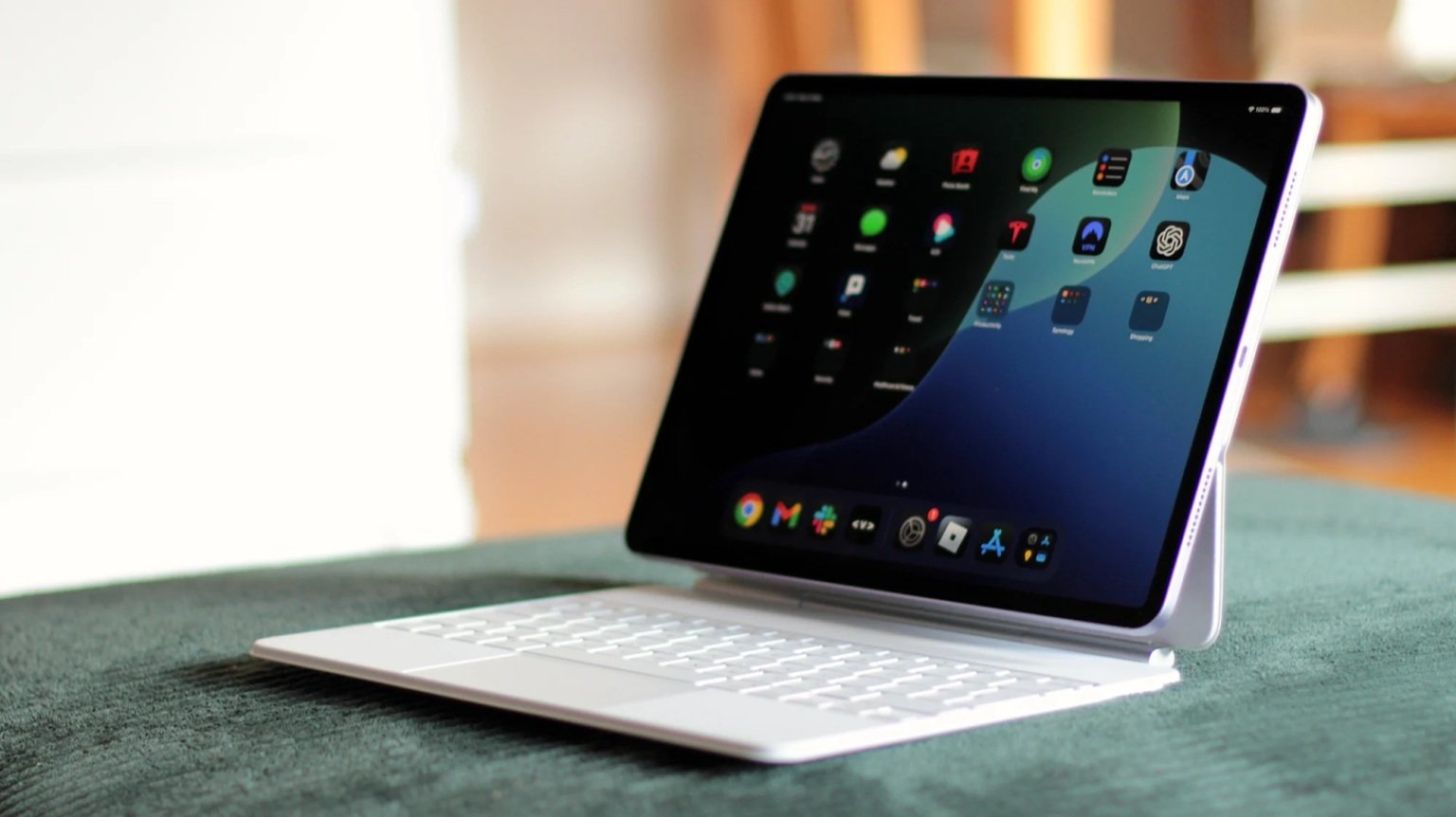 Apple M3 iPad Air attached to magic keyboard