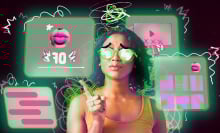 person looking concerned surrounded by social media pop-ups
