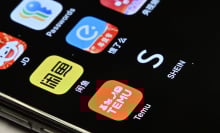 Temu and Shein e-commerce apps on a mobile phone