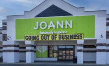 joann fabric store with a going out of business sign