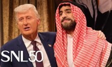 snl's cast as trump and MBS embracing