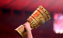 A detailed view of the DFB-Pokal Trophy