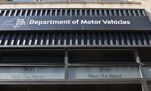 Outside of a New York State DMV office