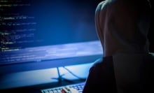 Hacker at computer
