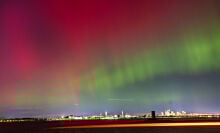 Northern Lights appear over lower latitudes during a solar storm