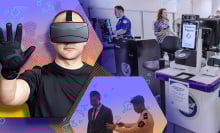 Image of wearable technology; ID check station at an airport TSA line.