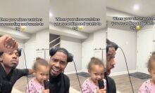 Three screenshots of a viral TikTok with a creator and his niece.