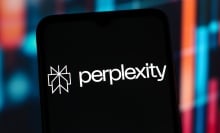 Perplexity AI logo displayed on a smartphone screen.