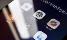 A phone screen showing a folder of AI chatbot apps, including Claude, Gemini, ChatGPT, CoPilot, and DeepSeek.