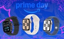apple watch ultra, SE, and Series 10 on blue and pink prime day background