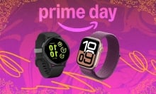 Fitness trackers on Prime Day background