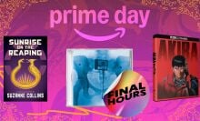 lorde cd, hunger games book, and akira blu-ray on pink backgroud with sticker that reads 'Final Hours'