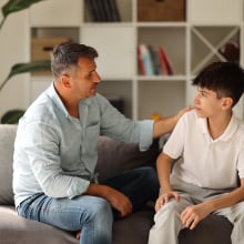 A father talks to his son.