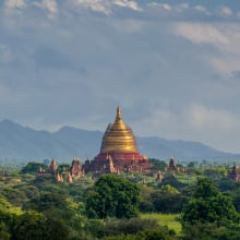 Panoramic view of Dhammayangyi pagoda, Landmark of Bagan, Mandalay, Myanmar, Asia