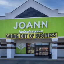 joann fabric store with a going out of business sign