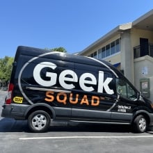 Geek Squad logo on van