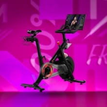 Peloton bike on Mashable background