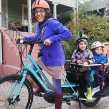 Anat Razon's favorite way to travel with her family is on her e-bike.