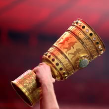 A detailed view of the DFB-Pokal Trophy