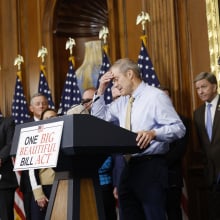 Republican members of Congress hold a press conference about the One Big Beautiful Bill Act.