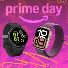 Fitness trackers on Prime Day background