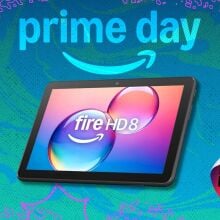 amazon fire tablet on illustrated background with sticker that reads 'Final Hours'