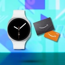 Samsung Galaxy Watch 8 on Mashable background