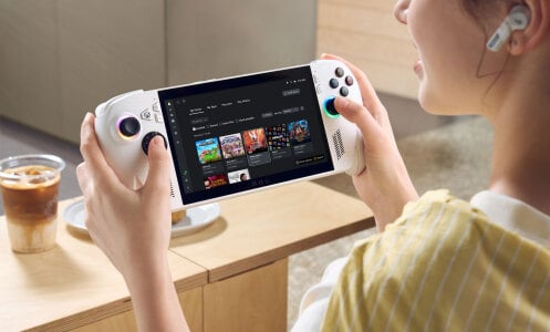 Woman holding ROG Xbox Ally handheld