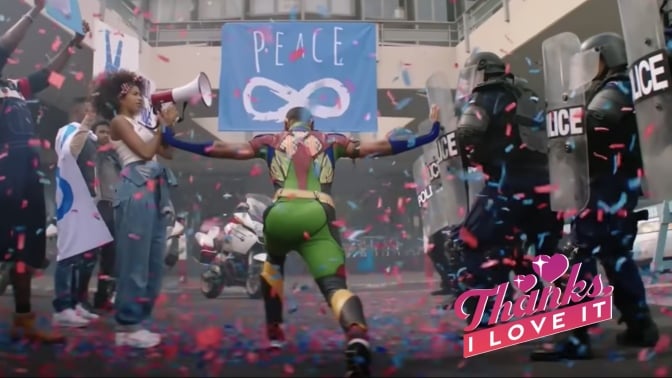 A train stops police brutality during a black lives matter protest in "the boys" parody of kendall jenner pepsi ad