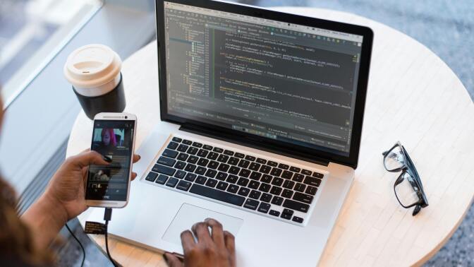 Code on laptop