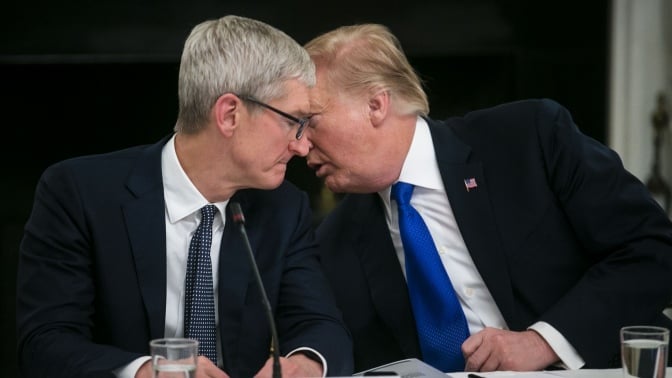 Apple CEO Tim Cook and President Donald Trump at a 2019 White House meeting.