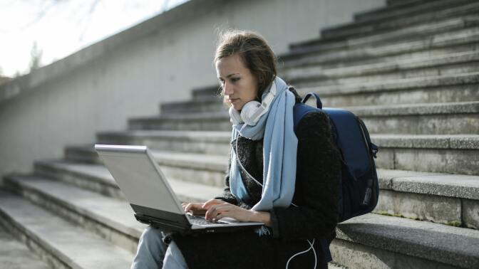 Woman using laptop