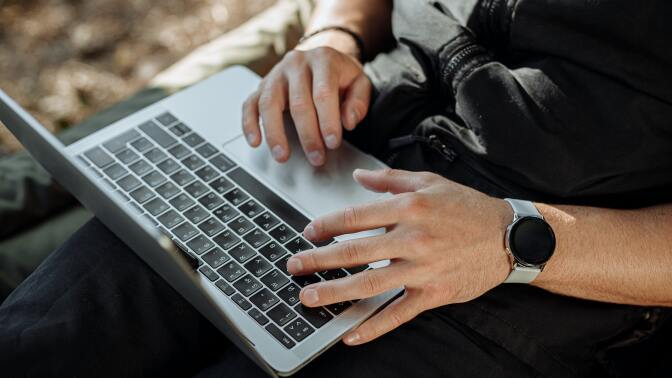 Hands on laptop