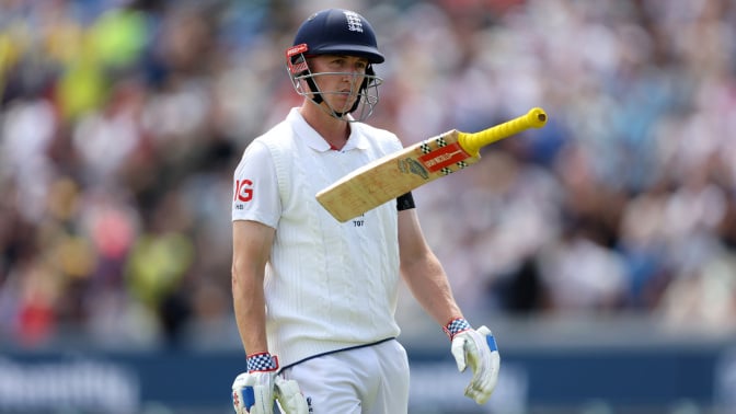 Harry Brook of England looks dejected