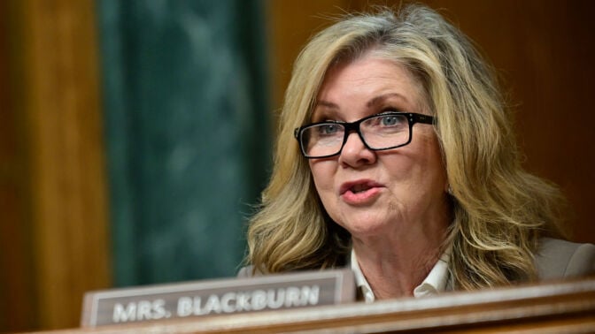 United States Senator, Marsha Blackburn speaks at Warner Music Group CEO Robert Kyncl and Singer/Actor FKA twigs Congressional Testimony 