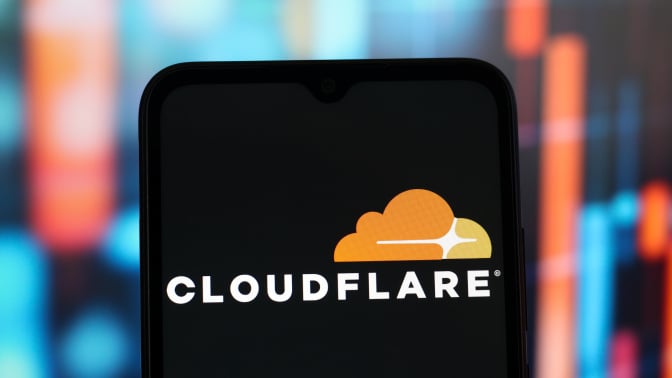 cloudflare logo on a phone