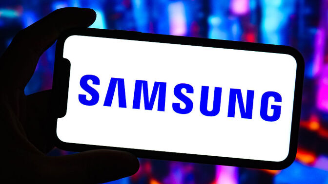 Samsung logo on phone screen