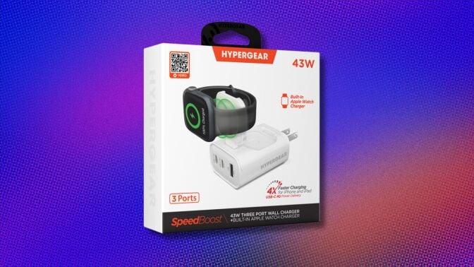 HyperGear SpeedBoost 43W 3-Port USB-C Wall Charger with Built-In Apple Watch Charger