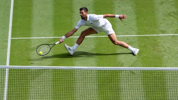 Novak Djokovic of Serbia during Day Eight of The Championships Wimbledon
