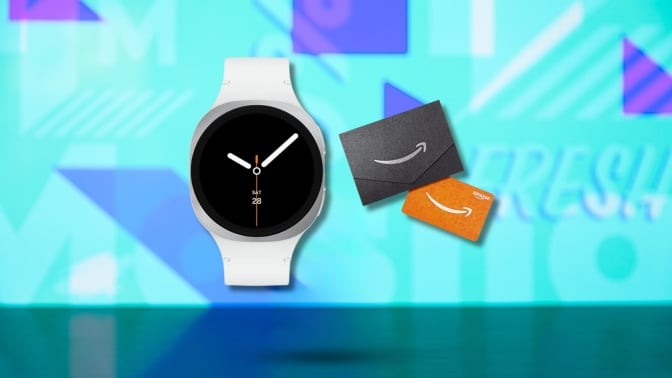 Samsung Galaxy Watch 8 on Mashable background
