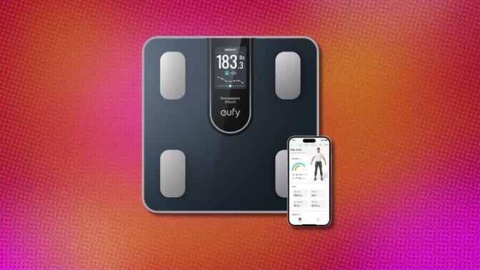 the eufy smart scale c20 on a pink background