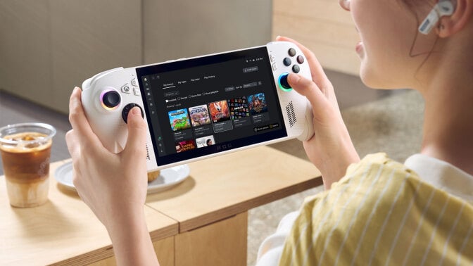 Woman holding ROG Xbox Ally handheld