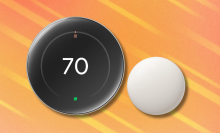 Google Nest on orange abstract background