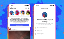 Screenshots of Instagram notifications about teen settings.
