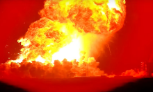 A screenshot of SpaceX's Starship 36 exploding, taken from NASASpaceflight's livestream.