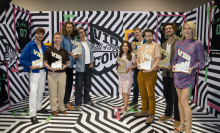 VidCon Hall of Fame Inductees (left to right): Joey Graceffa, Tyler Oakley, Rhett & Link, Rosanna Pansino, Hank Green, Smosh’s Ian Hecox and Anthony Padilla, and Grace Helbig