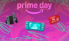 Nintendo accessories in front of a pink background