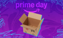 Open Target box on purple and blue Prime Day themed backdrop