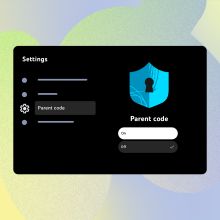 An illustration of a YouTube settings menu, which reads "Parent Code On."