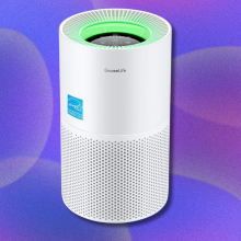 GoveeLife Smart Air Purifier on purple abstract background